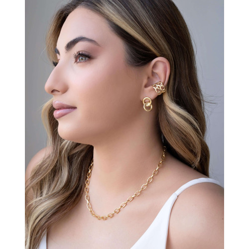 Choker Elos Ovais Lisos Banhado a Ouro 18K