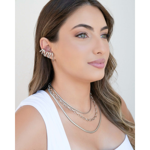 Choker Elos Ovais Lisos Ródio Branco