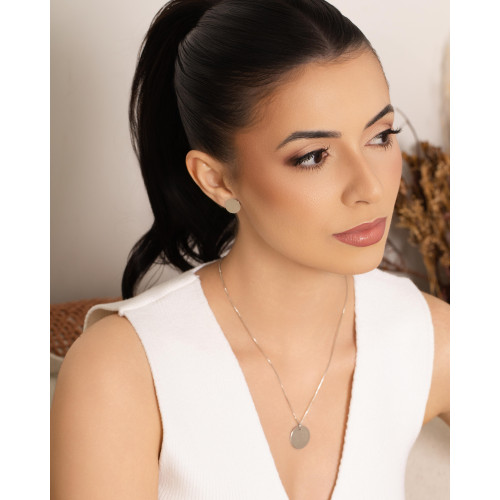 Brinco Redondo Flat Liso 1.2 cm Ródio Branco