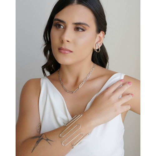 Choker Elos Ovais 5 mm Ródio Branco