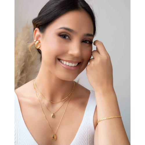 Ear Cuff Dois Filetes Lisos Banhado a Ouro 18K