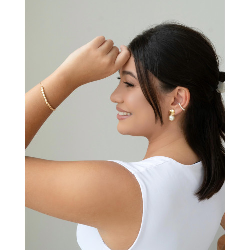 Pulseira Bolas Achatadas com Fecho Gravata Banhado a Ouro 18K