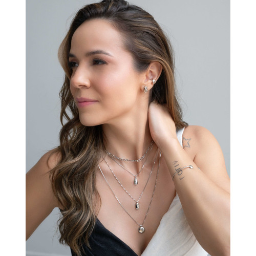 Bracelete Fio Detalhe Redondo Liso Ródio Branco