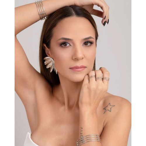 Bracelete Fios 2 cm Ródio Branco