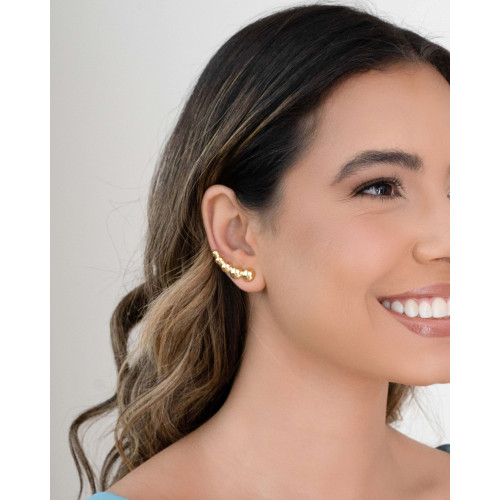 Ear Cuff Bolas Lisas 3.0 cm Banhado a Ouro 18K