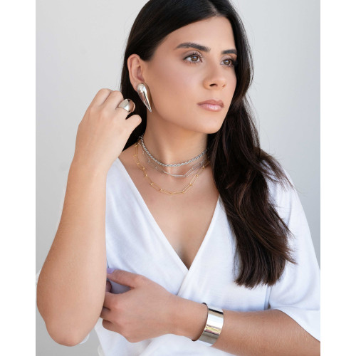 Anel Liso Abaulado Tamanho 13 Ródio Branco