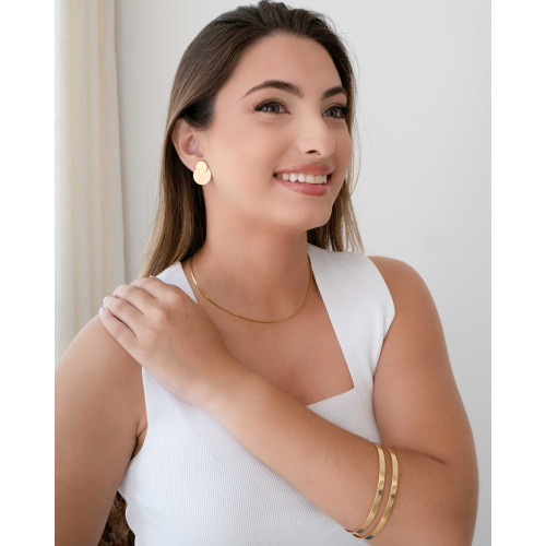 Ear Jacket Redondo Liso Banhado a Ouro 18K