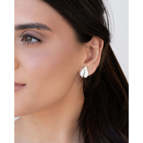 Brinco Gota Lisa 1.7 cm Ródio Branco