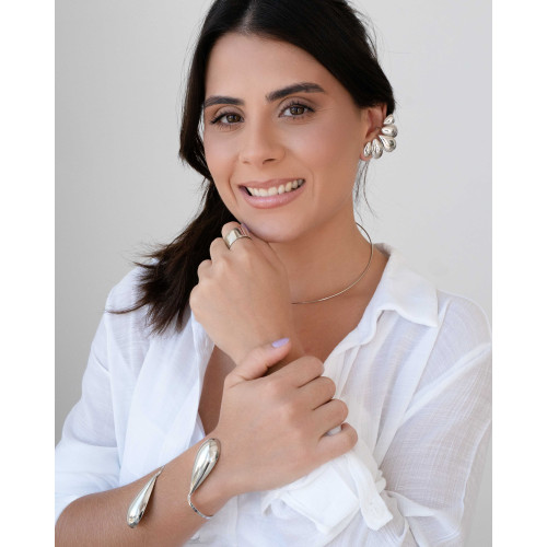 Ear Cuff Gotas Lisas Ródio Branco