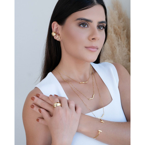 Gargantilha Veneziana Pingente Ondulado Banhado a Ouro 18K - 40 cm