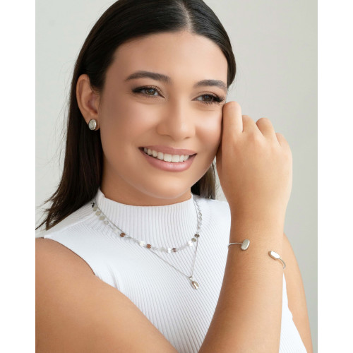 Choker Plaquinhas Redondas Flat Ródio Branco