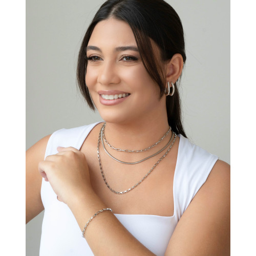 Choker Elos Ovais Ródio Branco