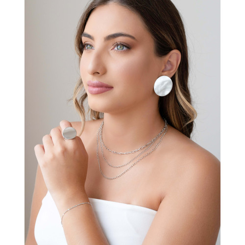 Gargantilha Tripla Elos Ródio Branco