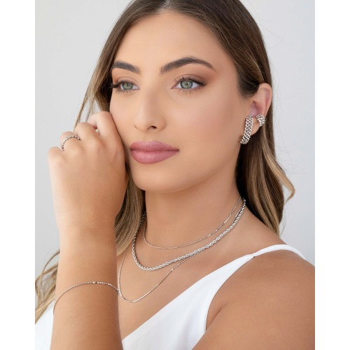 Choker Cordão Baiano 3 mm Ródio Branco
