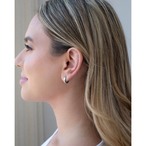 Brinco Argola Lisa 1.3 cm Ródio Branco