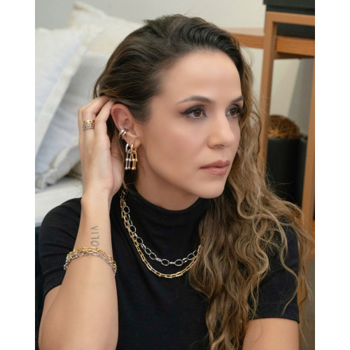 Choker Elos Ovais Lisos Ródio Branco