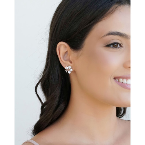 Brinco Redondo Pontos de Luz Cristal Ródio Branco