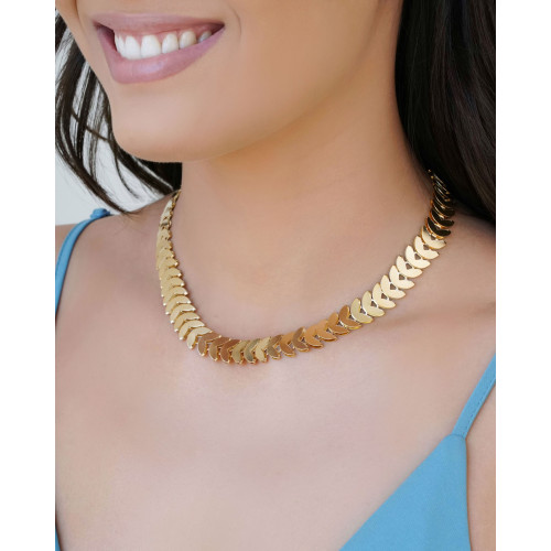 Choker Escamas 12 mm Banhado a Ouro 18K