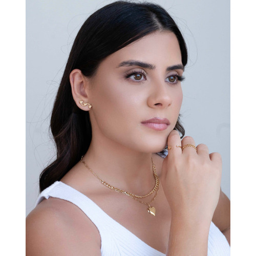 Anel Corações Vazados Tamanho 14 Banhado a Ouro 18K