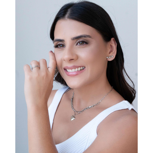 Anel Corações Vazados Tamanho 16 Ródio Branco