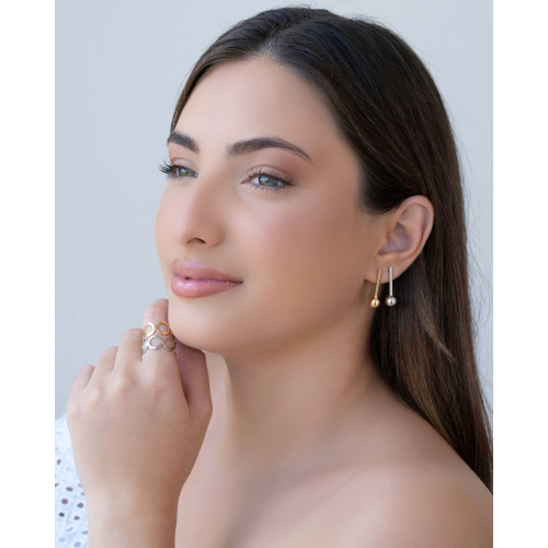 Brinco Palito Bola Lisa Banhado a Ouro 18K