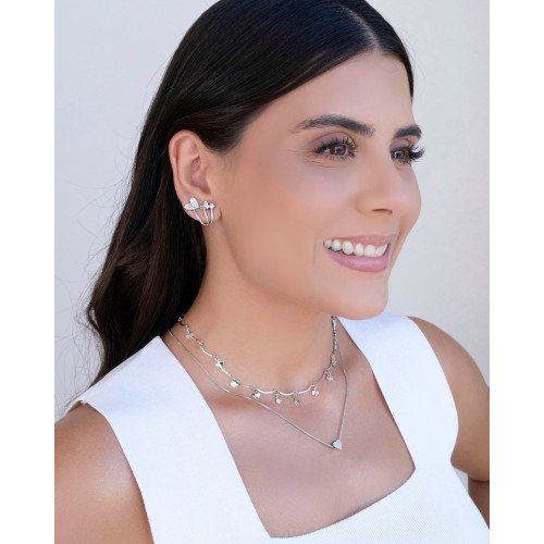 Gargantilha Veneziana Coração Liso Ródio Branco