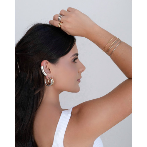 Anel Três Filetes Tamanho 14 Ródio Branco