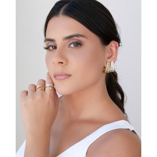 Brinco Argola Orgânica 2.7 cm Banhado a Ouro 18K