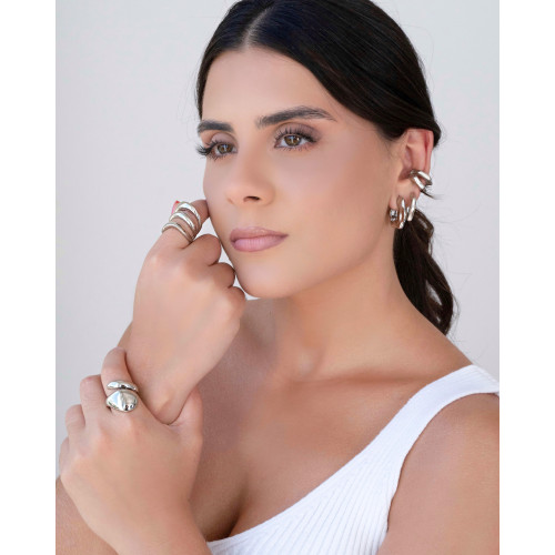 Brinco Argola Orgânica 2.6 cm Ródio Branco