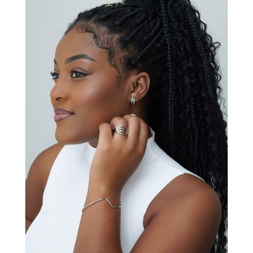 Anel Filetes Torcidos Tamanho 14 Ródio Branco