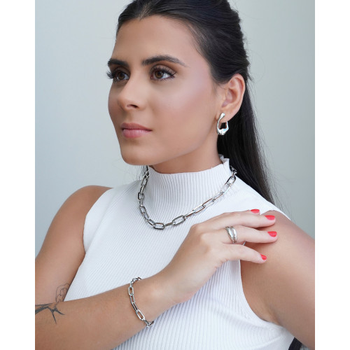 Anel Orgânico Vazado Tamanho 17 Ródio Branco