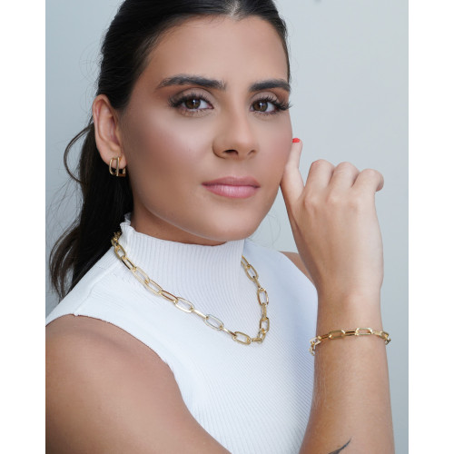 Gargantilha Elos Ovais 9 mm Banhado a Ouro 18K