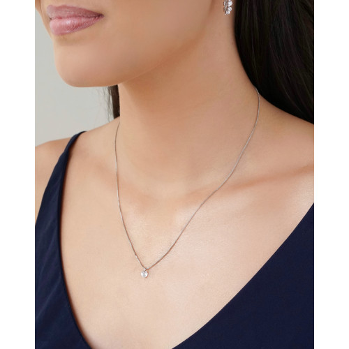 Gargantilha Veneziana Ponto de Luz Ródio Branco