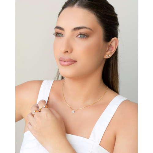 Brinco Ponto de Luz Cravação Inglesa Cristal 4 mm Banhado a Ouro 18K