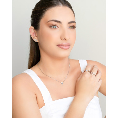 Brinco Ponto de Luz Cravação Inglesa Cristal 4 mm Ródio Branco