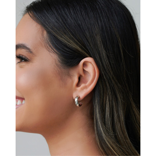 Argola Lisa Abaulada 1.6 cm Ródio Branco