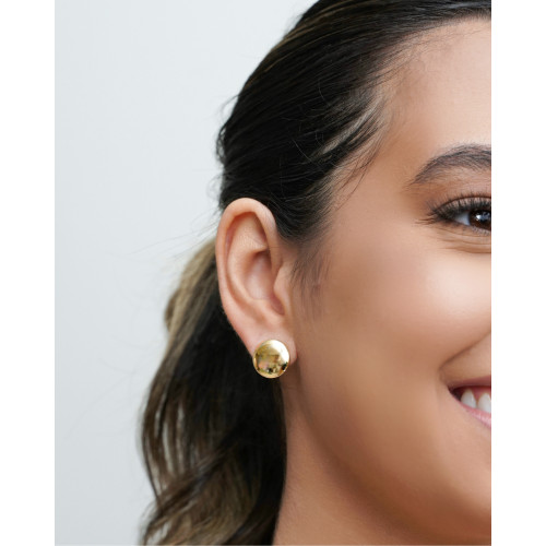 Brinco Redondo Liso 15 mm Banhado a Ouro 18K
