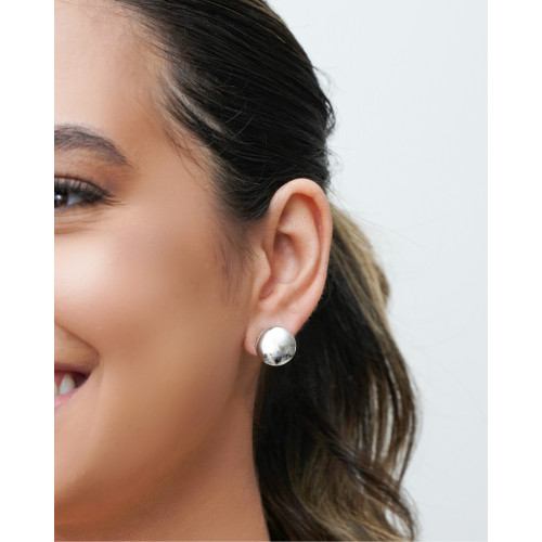 Brinco Redondo Liso 15 mm Ródio Branco