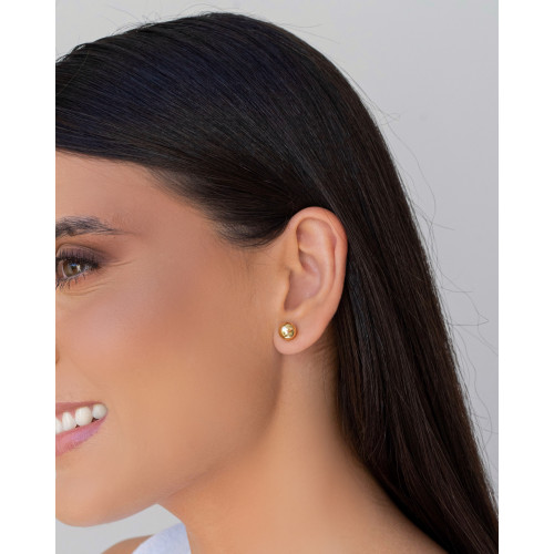 Brinco Bola Lisa 8 mm Banhado a Ouro 18K