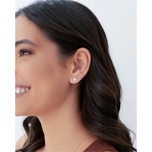 Brinco Pérola Achatada 6 mm Banhado a Ouro 18K