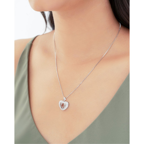 Gargantilha Coração Filho Menino Cravejado Cristal Ródio Branco - 45 cm