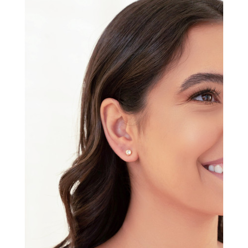 Brinco Ponto de Luz Cravação Inglesa 5 mm Banhado a Ouro 18K