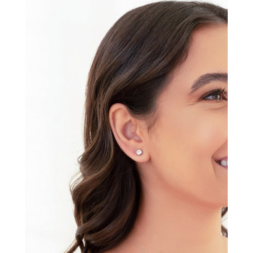 Brinco Ponto de Luz Cravação Inglesa 5 mm Ródio Branco