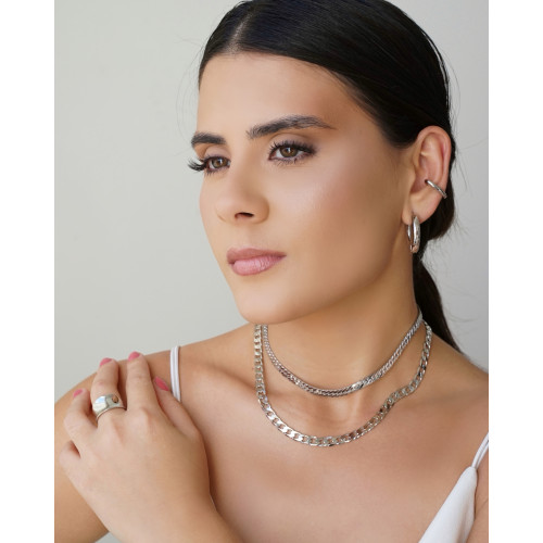 Anel Côncavo Liso Tamanho 12 Ródio Branco