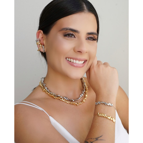 Choker Cascalhos Lisos Banhado a Ouro 18K