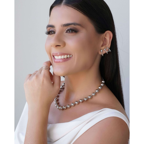 Choker Bolas Lisas 10 mm Ródio Branco