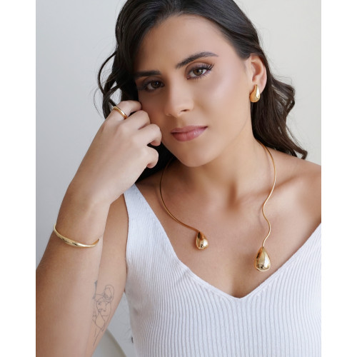 Aro Gotas Lisas Banhado a Ouro 18K