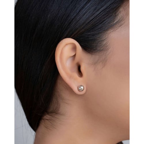 Brinco Bola 8 mm Ródio Branco