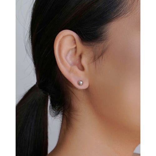 Brinco Bola 6 mm Ródio Branco