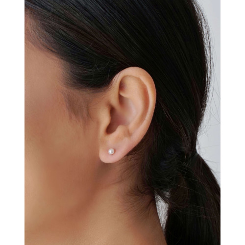 Brinco Pérola 4 mm Ródio Branco